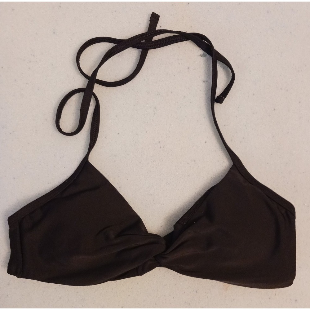 Aerie Black Twisted Front Lightly Padded Bikini‎ Top, Size Small